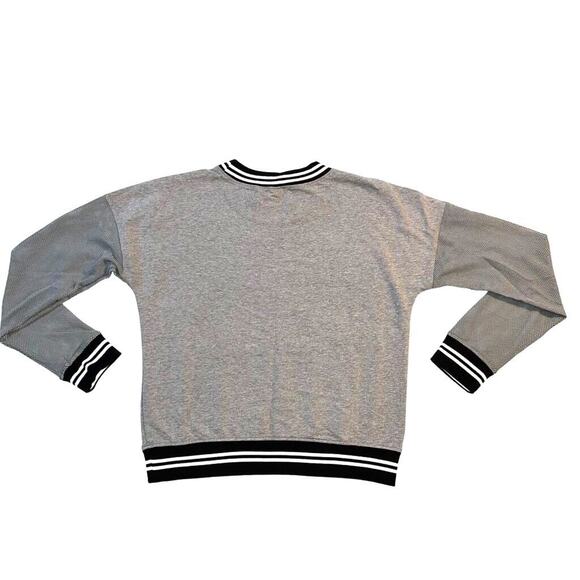 BCBGeneration Womens Sweatshirt Mesh Sleeve Athletic Pullover Retro Gray Large - Picture 7 of 13
